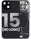 Back Glass With Steel Plate With Wireless NFC Charging MagSafe Magnet &amp; Flashlight Flex Compatible For iPhone 15 (No Logo) (Black)