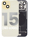 Back Glass With Steel Plate With Wireless NFC Charging MagSafe Magnet &amp; Flashlight Flex Compatible For iPhone 15 (No Logo) (Yellow)