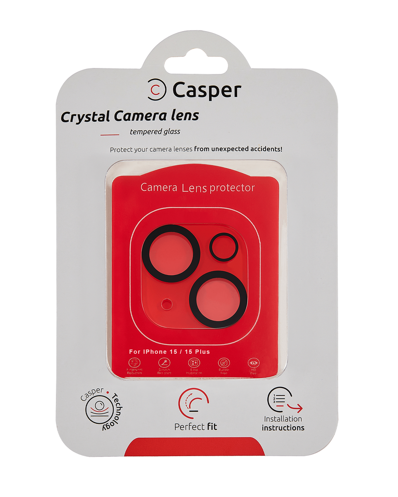 Casper Camera Lens Protector Compatible For iPhone 15 / 15 Plus (Crystal Full Cover)