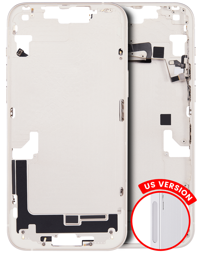 Mid-Frame Housing With Power And Volume Button Compatible For iPhone 14 Plus (US Version) (Used OEM Pull: Grade B) (Starlight)