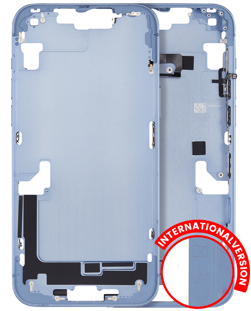 Mid-Frame Housing With Power And Volume Button Compatible For iPhone 14 Plus (International Version) (Aftermarket Plus) (Blue)