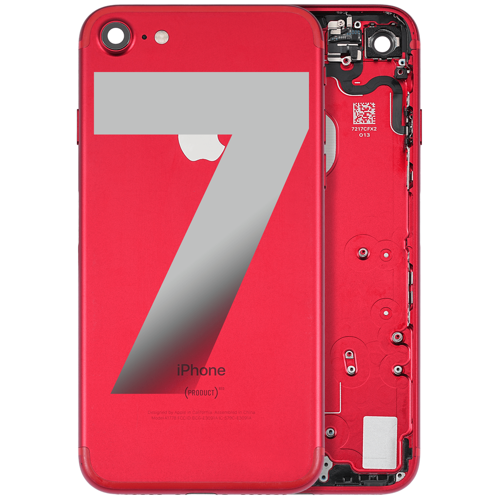 Back Housing W/ Small Components Pre-Installed Compatible For iPhone 7 (Used OEM Pull: Grade A) (Red)