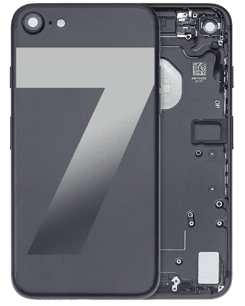 Back Housing W/ Small Components Pre-Installed Compatible For iPhone 7 (Used OEM Pull: Grade A) (Matte Black)