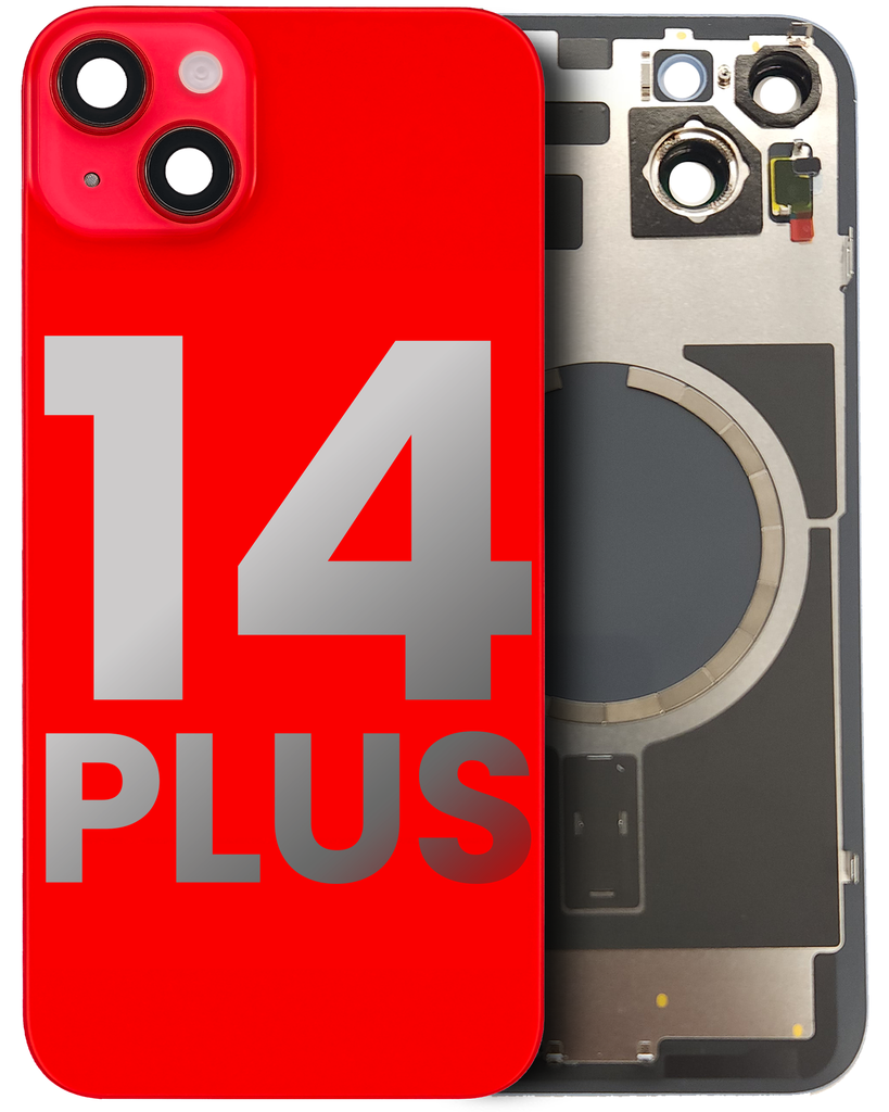 Back Glass With Steel Plate With MagSafe Magnet Pre-Installed Compatible For iPhone 14 Plus (Used OEM Pull: Grade A) (Red)