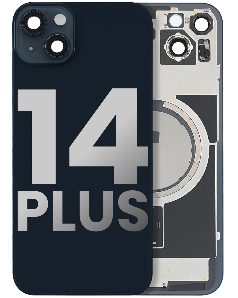 Back Glass With Steel Plate With MagSafe Magnet Pre-Installed Compatible For iPhone 14 Plus (Used OEM Pull: Grade A) (Midnight)