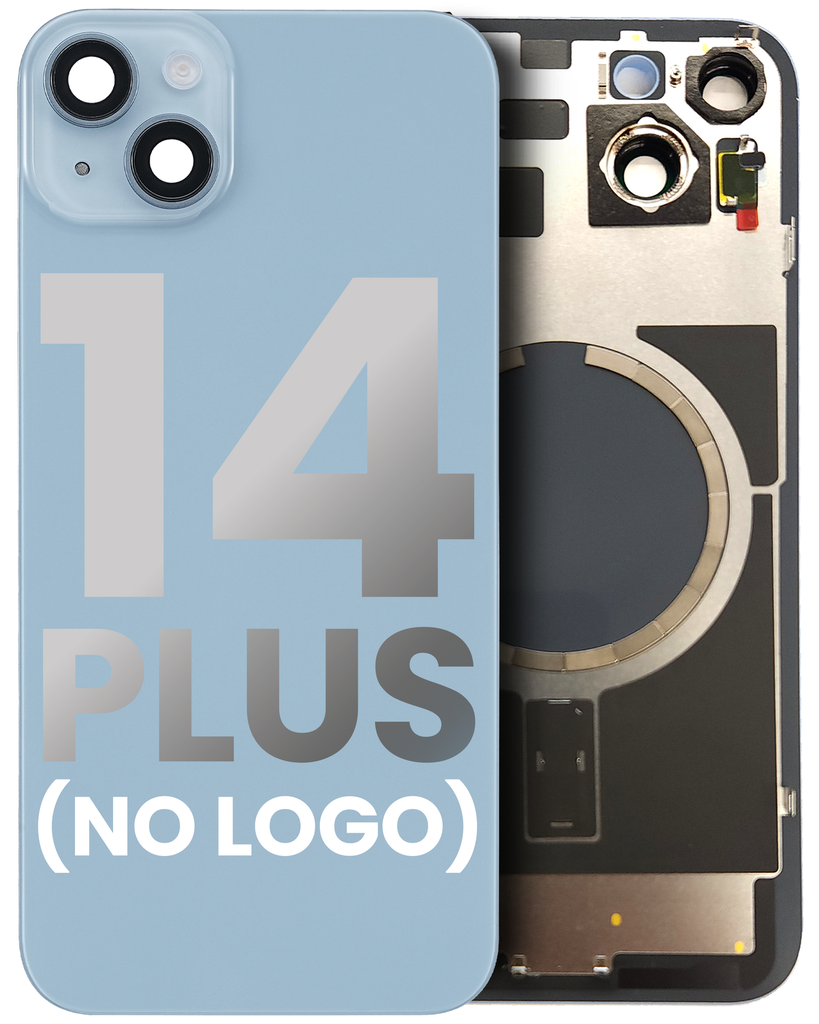 Back Glass With Steel Plate With MagSafe Magnet Pre-Installed Compatible For iPhone 14 Plus (Blue) (No Logo)