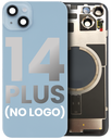 Back Glass With Steel Plate With MagSafe Magnet Pre-Installed Compatible For iPhone 14 Plus (Blue) (No Logo)