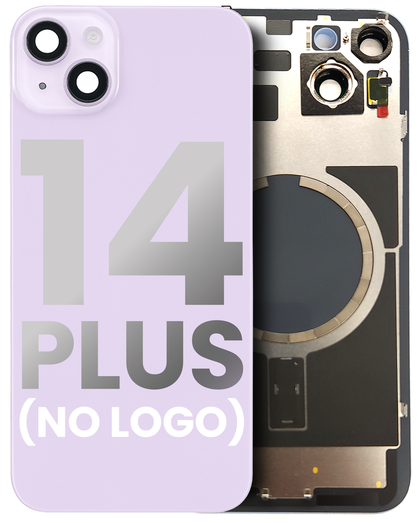 Back Glass With Steel Plate With MagSafe Magnet Pre-Installed Compatible For iPhone 14 Plus (Purple) (No Logo)