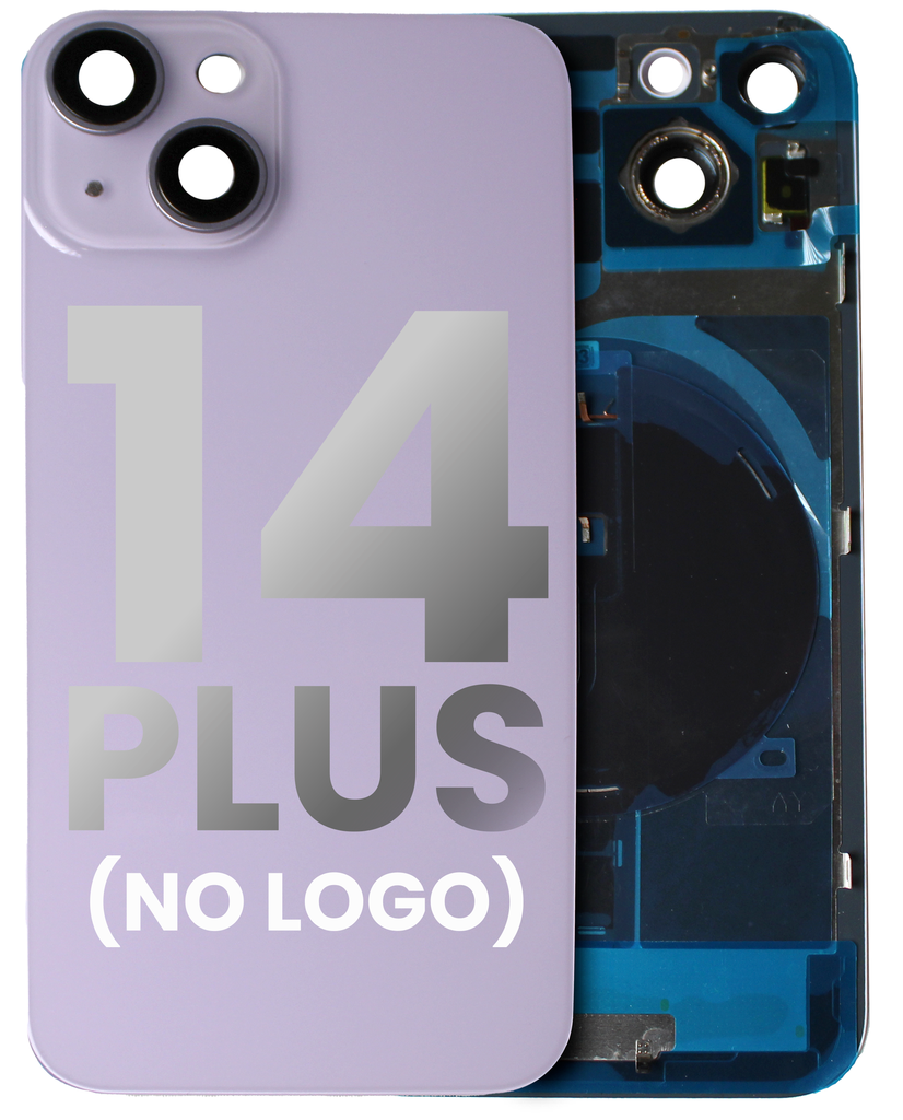 Back Glass With Steel Plate With Wireless NFC &amp; MagSafe Magnet Pre-Installed Compatible For iPhone 14 Plus (No Logo) (Purple)