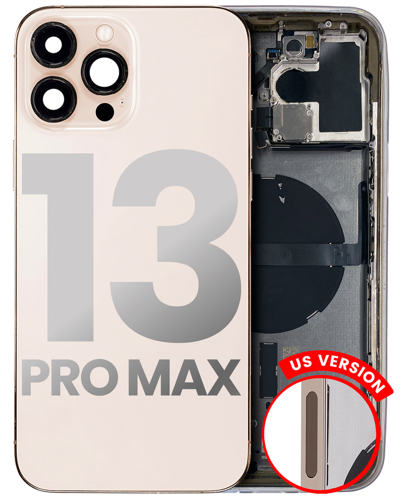 Back Housing W/ Small Components Pre-Installed Compatible For iPhone 13 Pro Max (US Version) (Used OEM Pull: Grade C) (Gold)