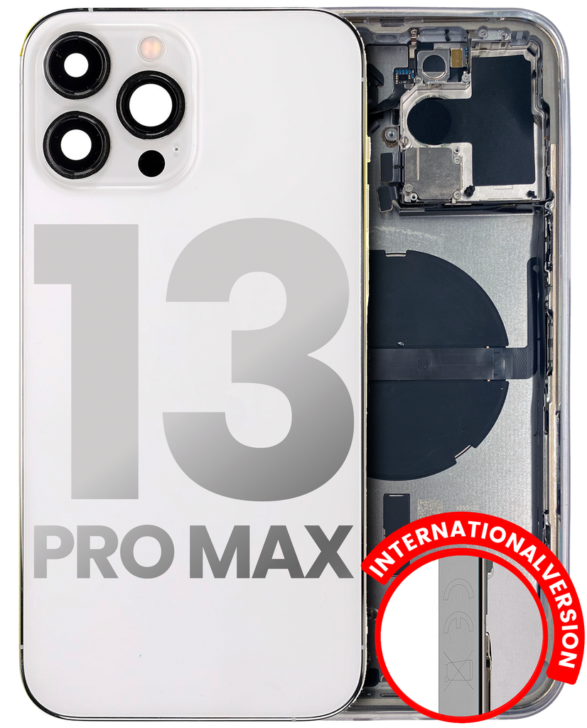 Back Housing W/ Small Components Pre-Installed Compatible For iPhone 13 Pro Max (International Version) (Used OEM Pull: Grade C) (Silver)