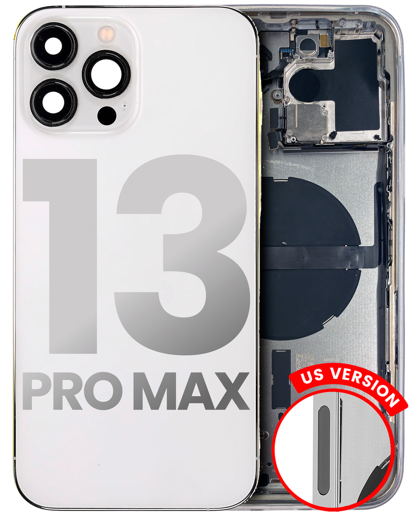 Back Housing W/ Small Components Pre-Installed Compatible For iPhone 13 Pro Max (US Version) (Used OEM Pull: Grade A) (Silver)