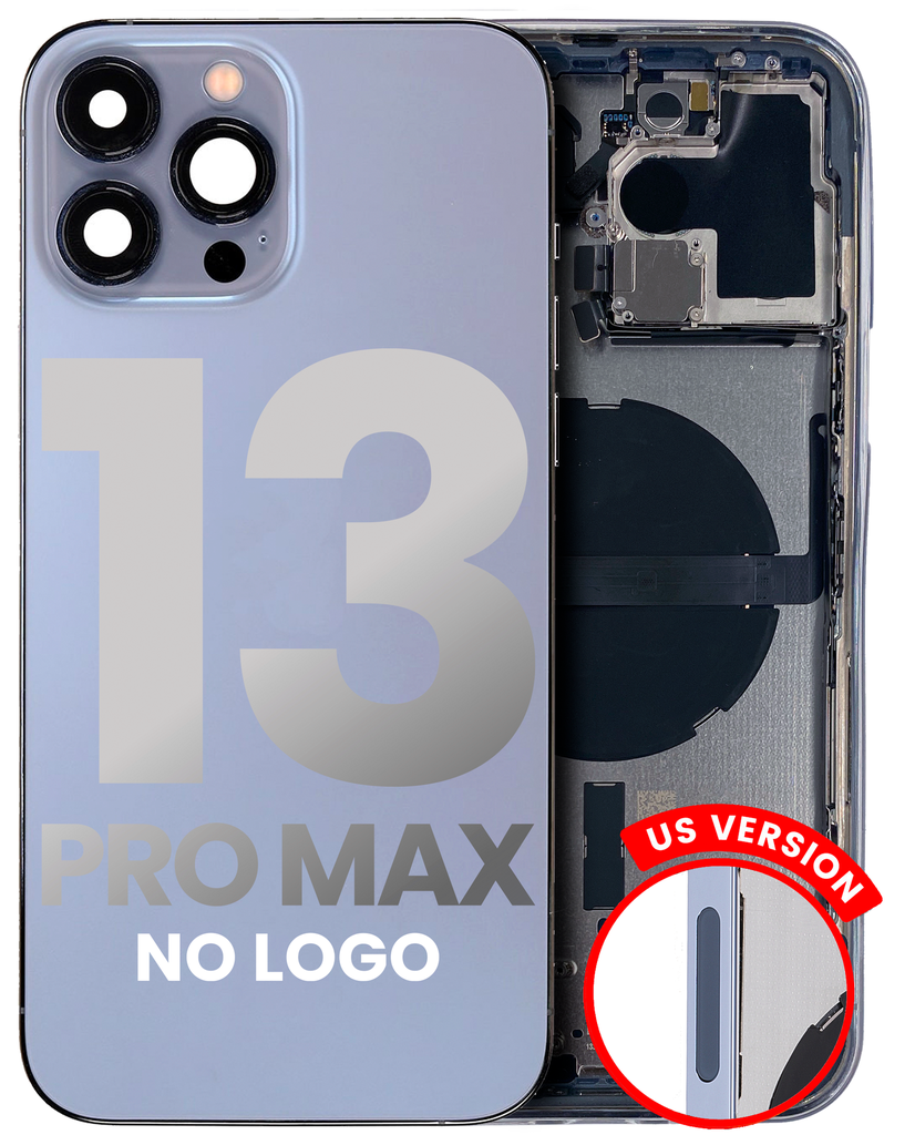Back Housing W/ Small Components Pre-Installed Compatible For iPhone 13 Pro Max (US Version) (No Logo) (Aftermarket Plus) (Sierra Blue)