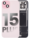 Back Glass With Steel Plate With Wireless NFC Charging MagSafe Magnet &amp; Flashlight Flex Compatible For iPhone 15 Plus (Used OEM Pull: Grade A) (Pink)