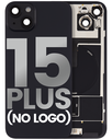 Back Glass With Steel Plate With Wireless NFC Charging MagSafe Magnet &amp; Flashlight Flex Compatible For iPhone 15 Plus (No Logo) (Black)