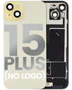 Back Glass With Steel Plate With Wireless NFC Charging MagSafe Magnet &amp; Flashlight Flex Compatible For iPhone 15 Plus (No Logo) (Yellow)