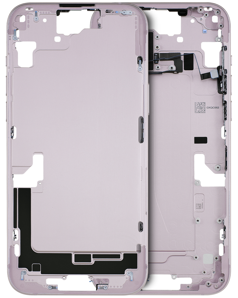 Mid-Frame Housing With Power And Volume Button Compatible For iPhone 15 Plus (US Version) (Used OEM Pull: Grade A) (Pink)