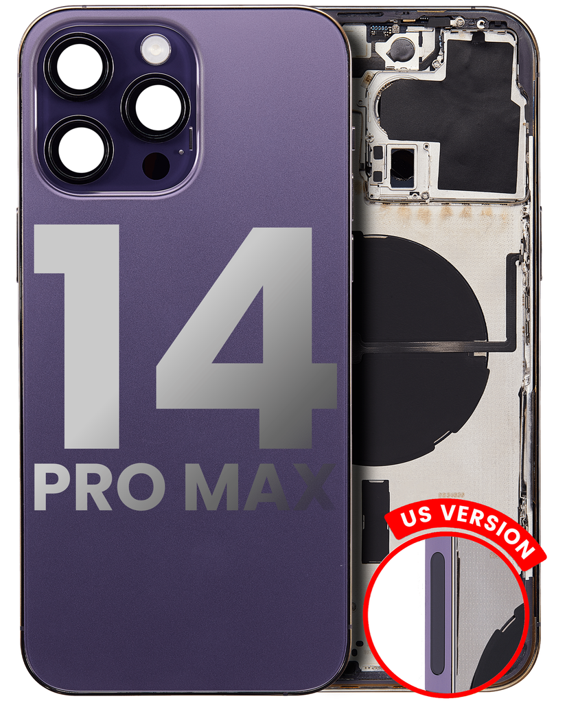 Back Housing W/ Small Pre-Installed Compatible For iPhone 14 Pro Max (U.S Version) (Aftermarket Plus) (Deep Purple)