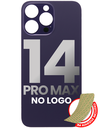 Back Glass With 3M Adhesive Compatible For iPhone 14 Pro Max (No Logo / Large Camera Hole) (Deep Purple)