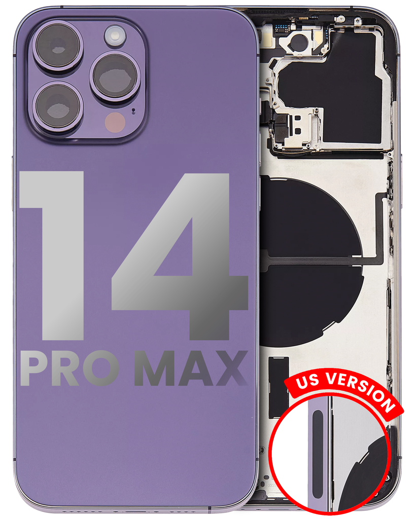 Back Housing W/ Small Pre-Installed Compatible For iPhone 14 Pro Max (U.S Version) (Used OEM Pull: Grade C) (Deep Purple)