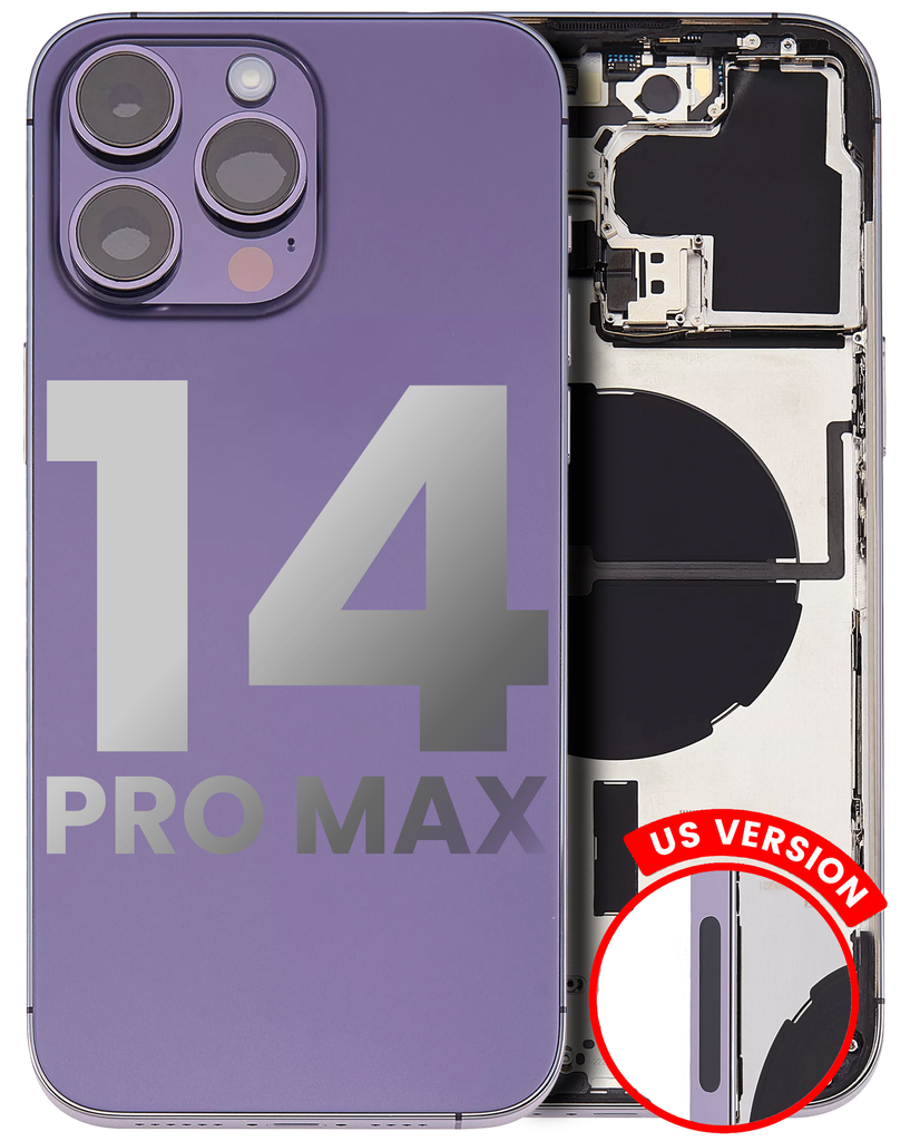 Back Housing W/ Small Pre-Installed Compatible For iPhone 14 Pro Max (U.S Version) (Used OEM Pull: Grade B) (Deep Purple)