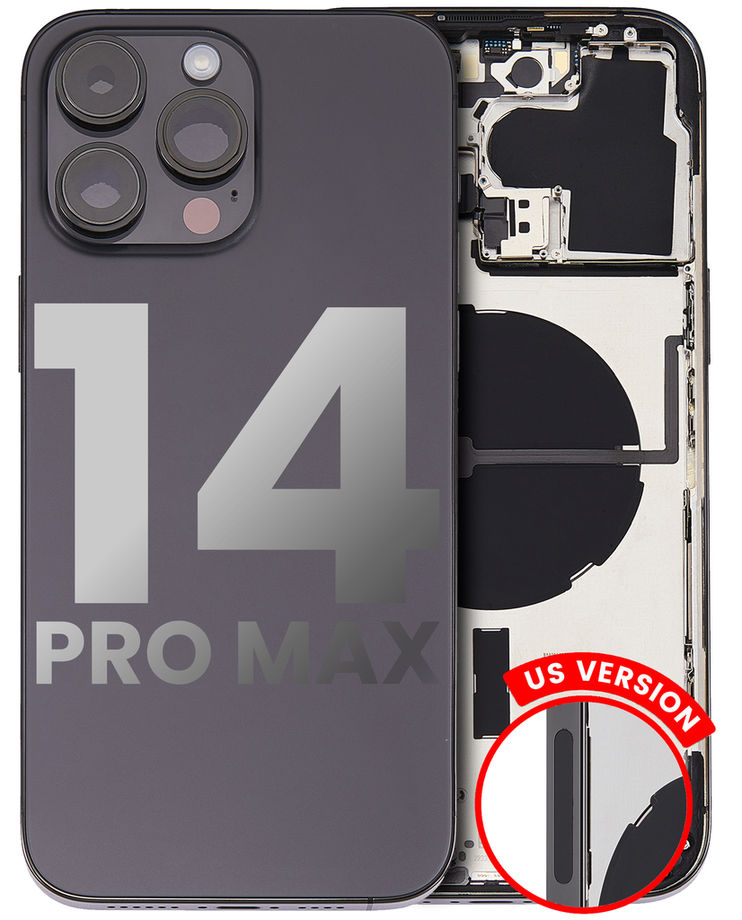 Back Housing W/ Small Pre-Installed Compatible For iPhone 14 Pro Max (U.S Version) (Used OEM Pull: Grade A) (Space Black)