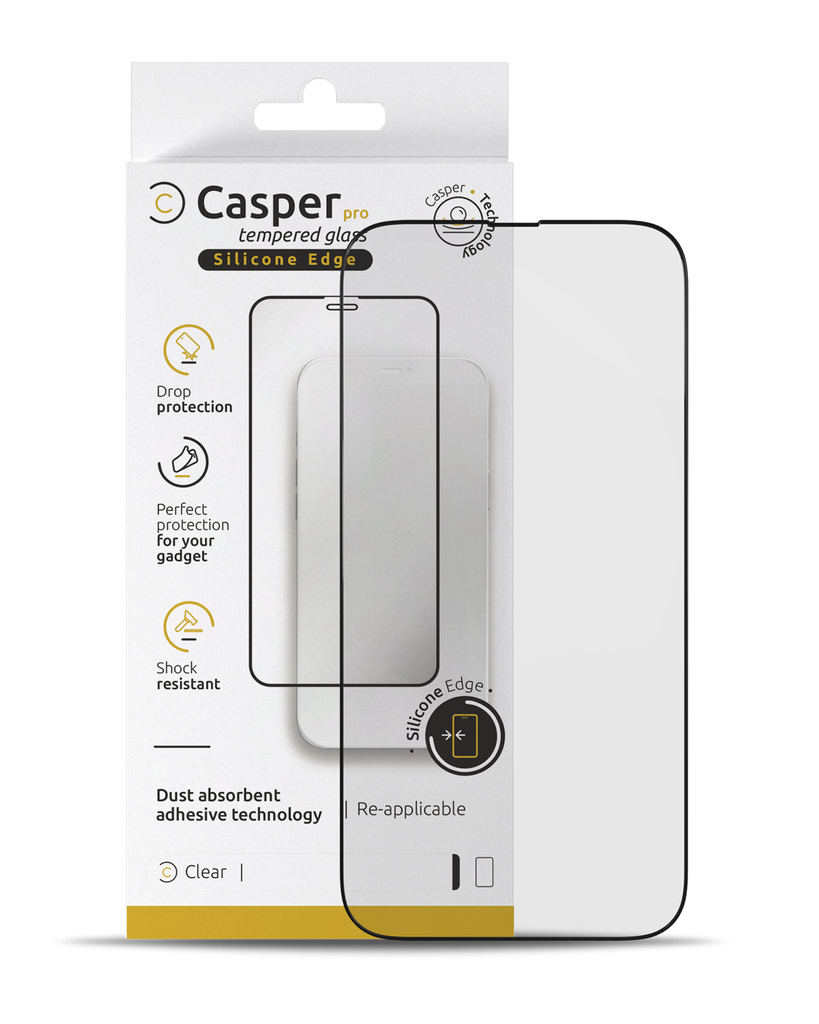 Casper Pro Silicone Tempered Glass Compatible For iPhone 14 Pro Max (Retail Pack) (Clear)