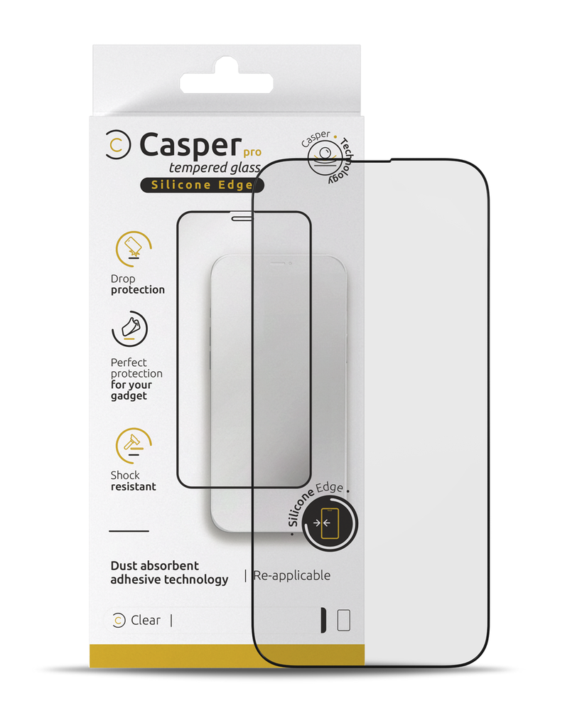 Casper Pro Silicone Tempered Glass Compatible For iPhone 14 Pro (Retail Pack) (Clear)