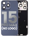 Back Glass With Steel Plate With Wireless NFC Charging MagSafe Magnet &amp; Flashlight Flex Compatible For iPhone 15 Pro Max (No Logo) (Blue Titanium)