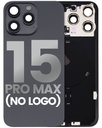 Back Glass With Steel Plate With Wireless NFC Charging MagSafe Magnet &amp; Flashlight Flex Compatible For iPhone 15 Pro Max (No Logo) (Black Titanium)