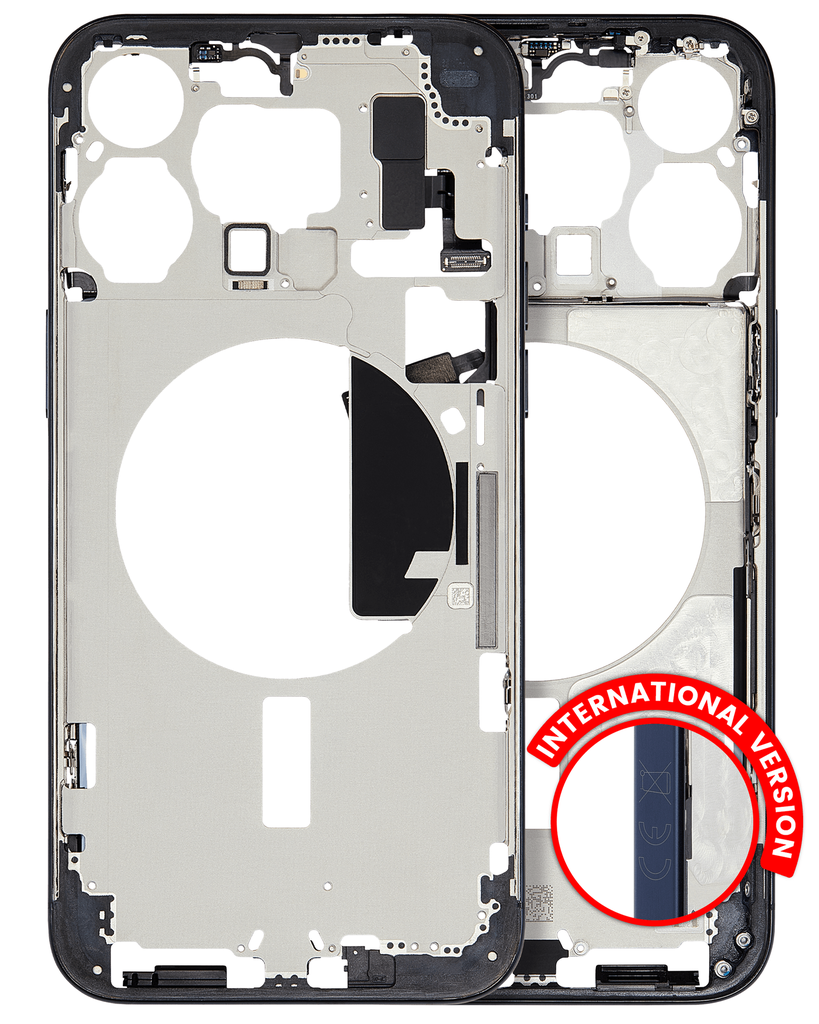 Mid-Frame Housing With Power And Volume Button Compatible For iPhone 15 Pro Max (International Version) (Used OEM Pull: Grade A) (Blue Titanium)