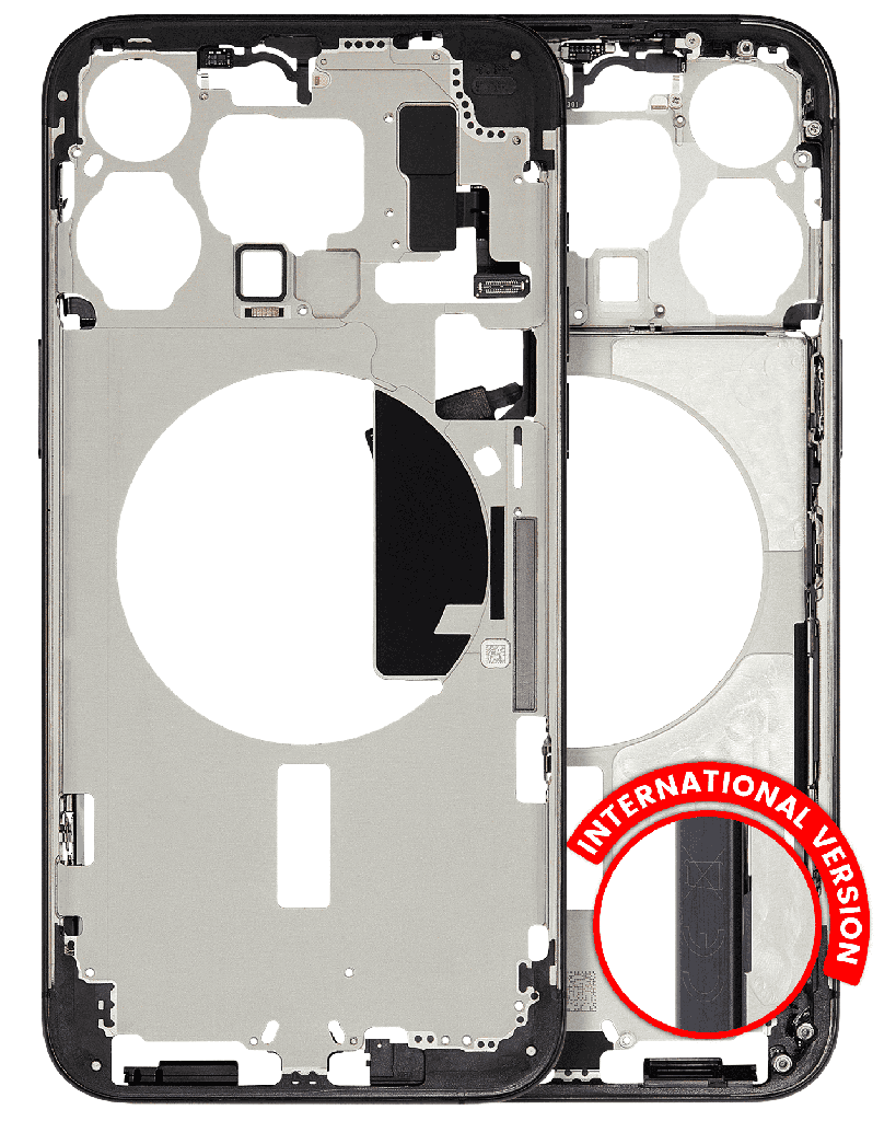 Mid-Frame Housing With Power And Volume Button Compatible For iPhone 15 Pro Max (International Version) (Used OEM Pull: Grade A) (Black Titanium)