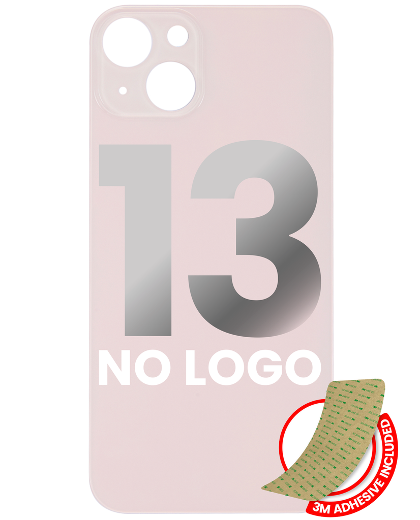 Back Glass With 3M Adhesive Compatible For iPhone 13 (No Logo / Large Camera Hole) (Pink)