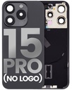 Back Glass With Steel Plate With Wireless NFC Charging MagSafe Magnet &amp; Flashlight Flex Compatible For iPhone 15 Pro (No Logo) (Black Titanium)
