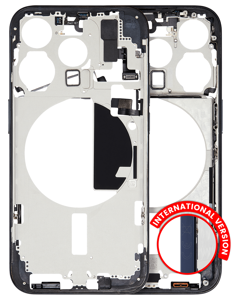 Mid-Frame Housing With Power And Volume Button Compatible For iPhone 15 Pro (International Version) (Used OEM Pull: Grade A) (Blue Titanium)