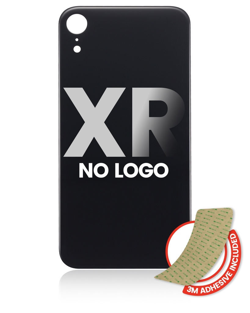 Back Glass With 3M Adhesive Compatible For iPhone XR (No Logo / Large Camera Hole) (Black)