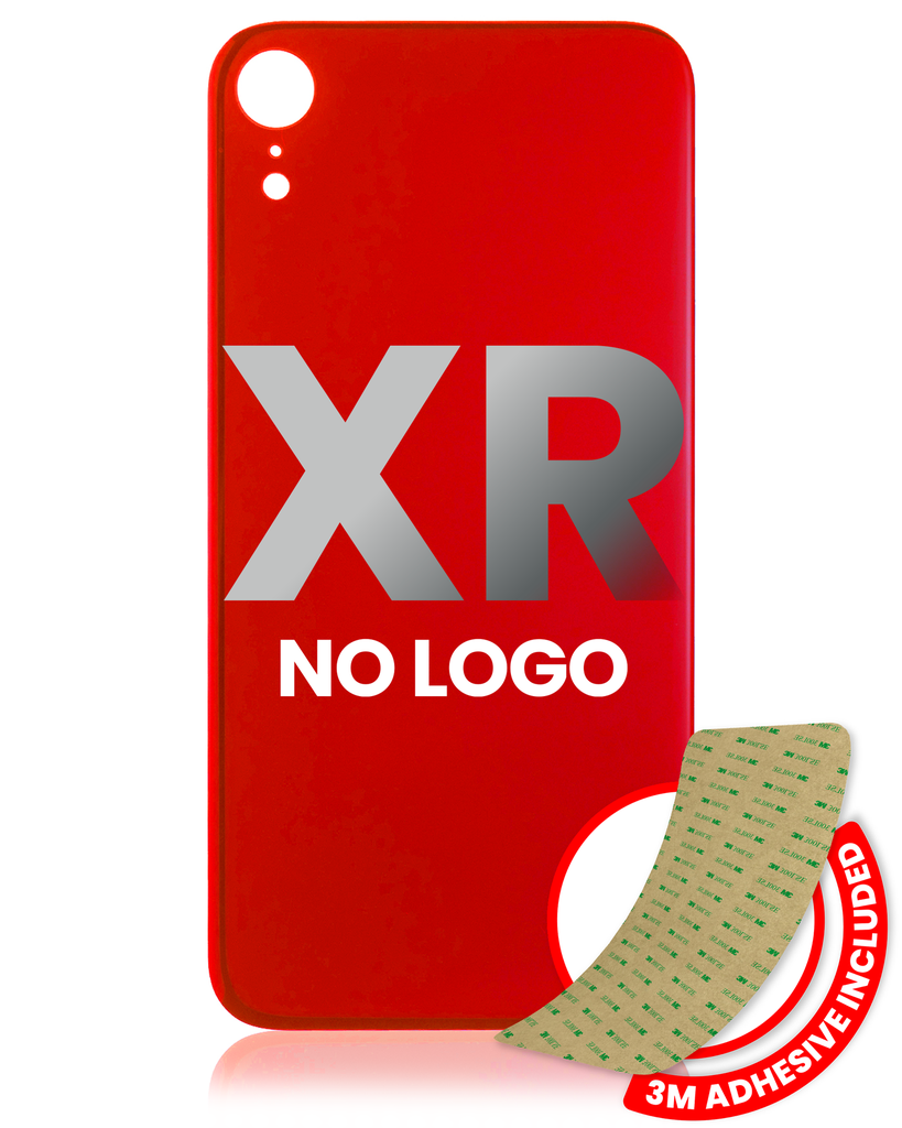 Back Glass With 3M Adhesive Compatible For iPhone XR (No Logo / Large Camera Hole) (Red)
