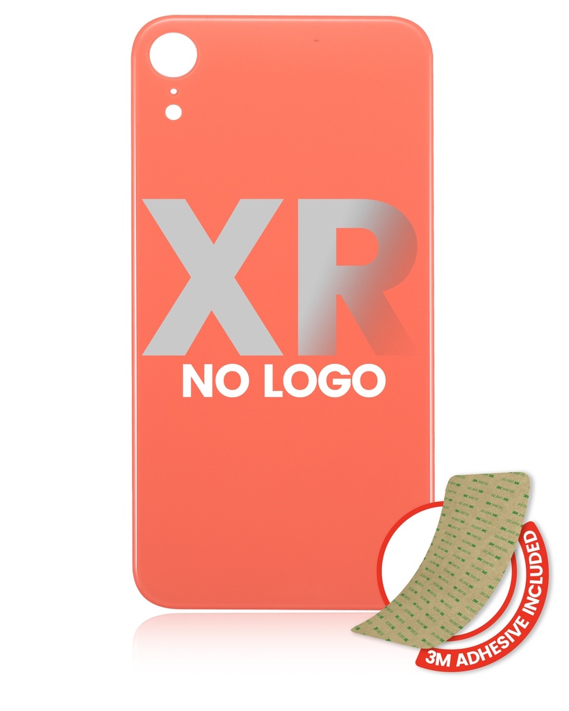 Back Glass With 3M Adhesive Compatible For iPhone XR (No Logo / Large Camera Hole) (Coral)