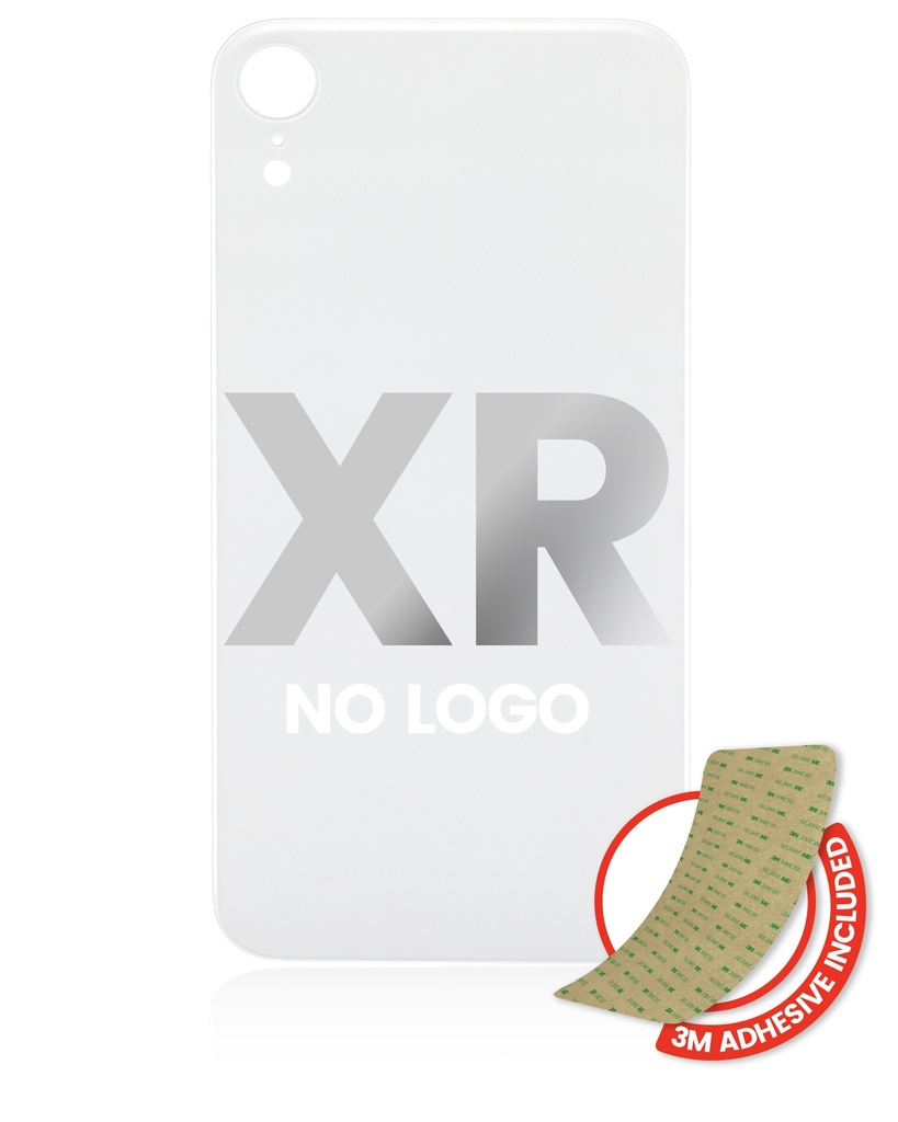 Back Glass With 3M Adhesive Compatible For iPhone XR (No Logo / Large Camera Hole) (White)