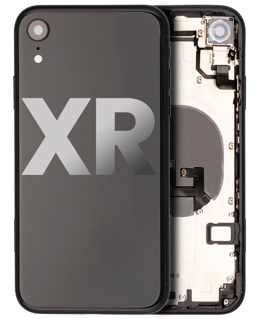 Back Housing W/ Small Components Pre-Installed Compatible For iPhone XR (Used OEM Pull: Grade C) (Black)