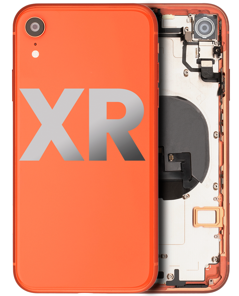 Back Housing W/ Small Components Pre-Installed Compatible For iPhone XR (Used OEM Pull: Grade C) (Coral)