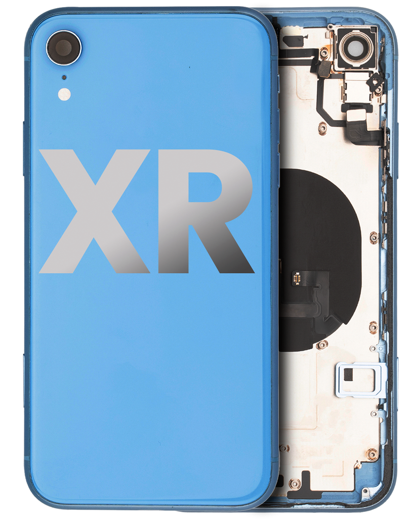 Back Housing W/ Small Components Pre-Installed Compatible For iPhone XR (Used OEM Pull: Grade B) (Blue)
