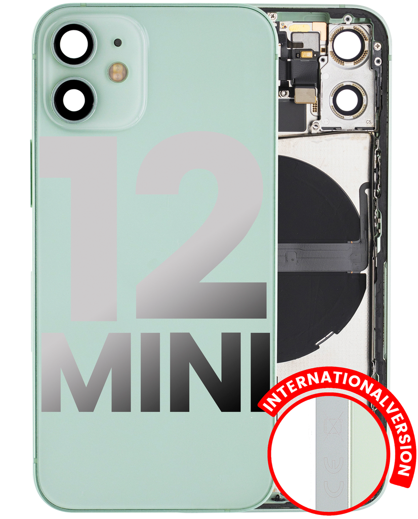 Back Housing W/ Small Components Pre-Installed Compatible For iPhone 12 Mini (International Version) (Used OEM Pull: Grade C) (Green)