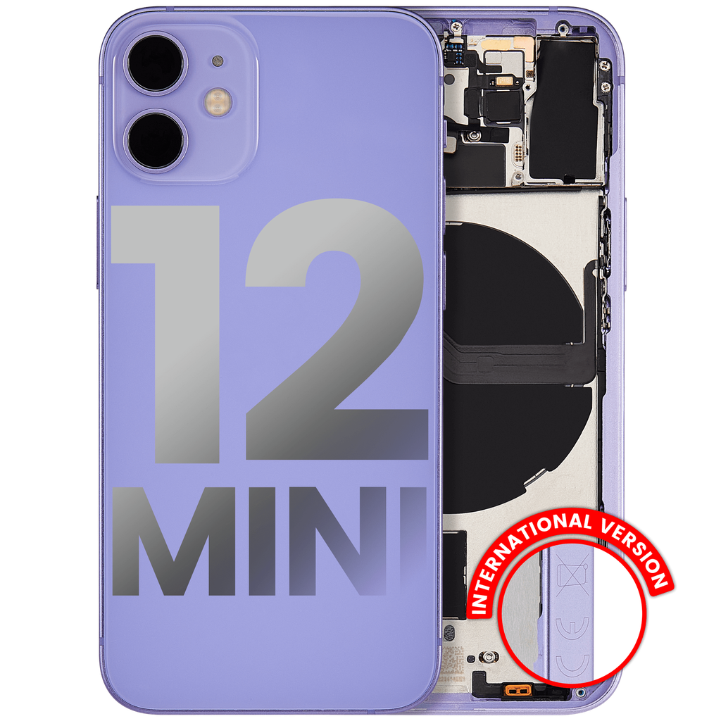 Back Housing W/ Small Components Pre-Installed Compatible For iPhone 12 Mini (International Version) (Used OEM Pull: Grade C) (Purple)
