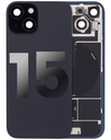 Back Glass With Steel Plate With Wireless NFC Charging MagSafe Magnet &amp; Flashlight Flex Compatible For iPhone 15 (Used OEM Pull: Grade A) (Black)