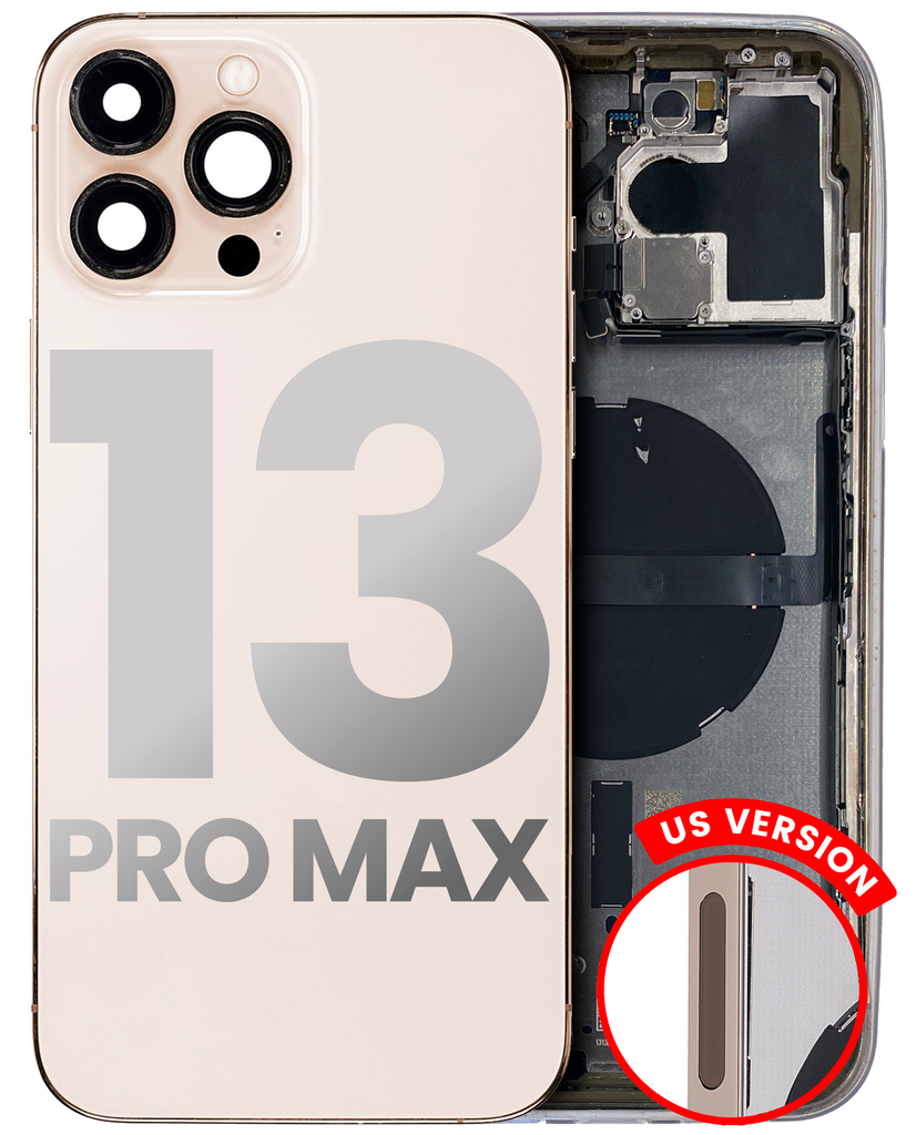 Back Housing W/ Small Components Pre-Installed Compatible For iPhone 13 Pro Max (US Version) (Used OEM Pull: Grade A) (Gold)