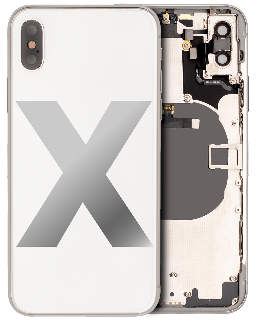 Back Housing W/ Small Components Pre-Installed Compatible For iPhone X (Used OEM Pull: Grade A) (Silver)