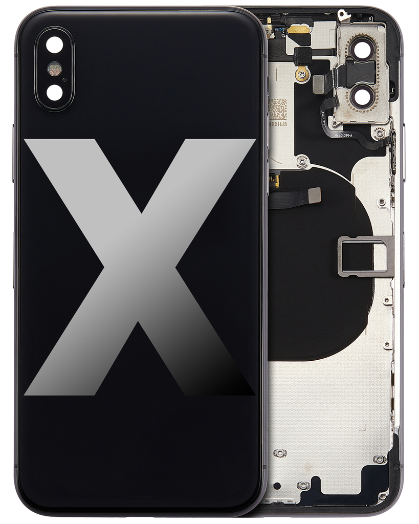 Back Housing W/ Small Components Pre-Installed Compatible For iPhone X (No Logo) (Aftermarket Plus) (Space Gray)