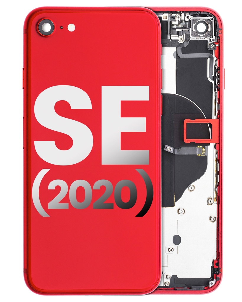 Back Housing W/ Small Components Pre-Installed Compatible For iPhone SE (2020) (Used OEM Pull: Grade B) (Red)