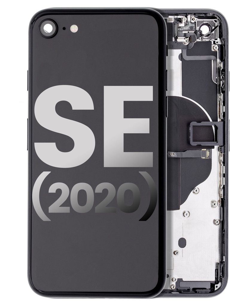 Back Housing W/ Small Components Pre-Installed Compatible For iPhone SE (2020) (Used OEM Pull: Grade A) (Black)